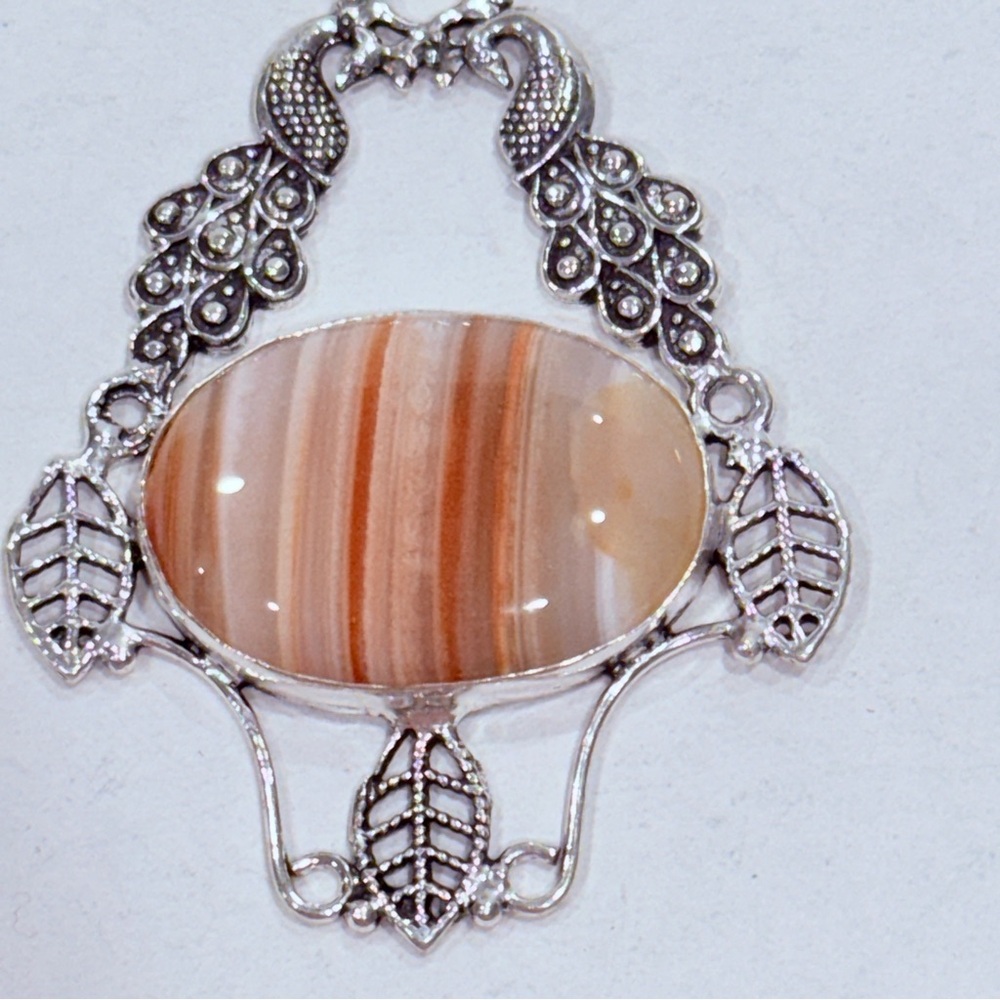 🆕 Natural Botswana Agate Gemstone Big Pendant In Sterling Silver 🆕 - Picture 2 of 11